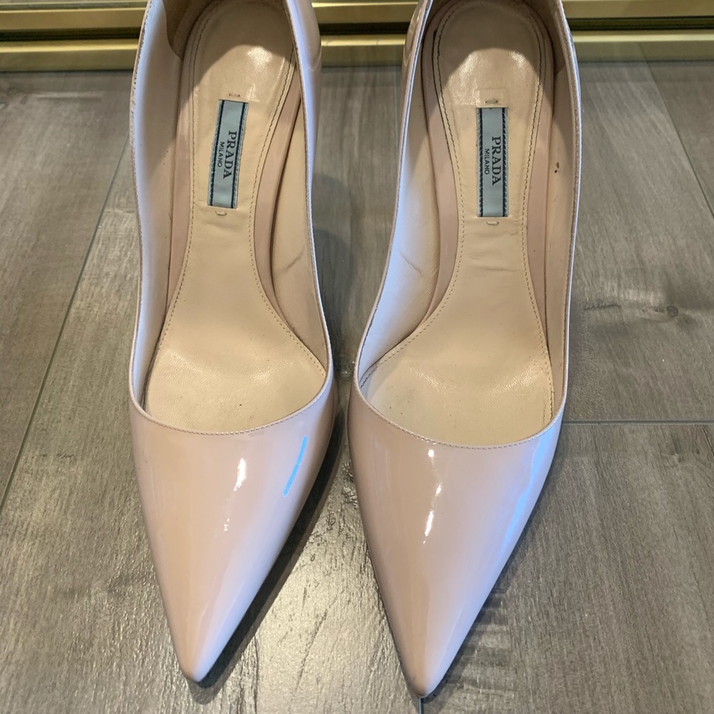 Prada patent nude pointy heels